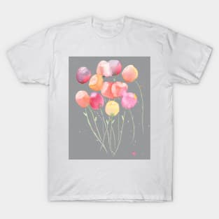 Loose Watercolor Tulip Illustration with an ultimate gray background T-Shirt